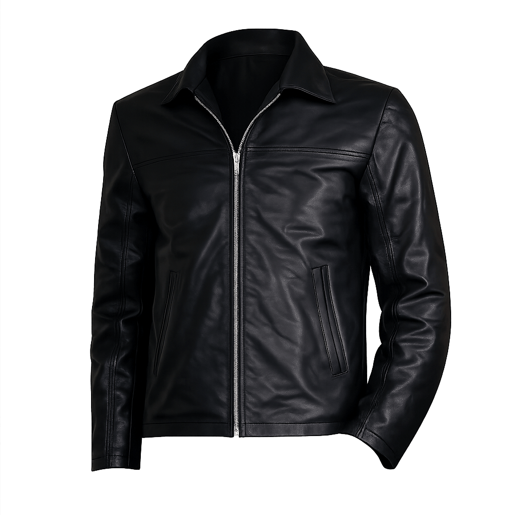 Men's Black Leather Racer Jacket