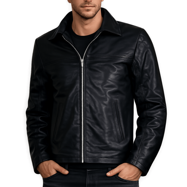 Men's Black Leather Racer Jacket