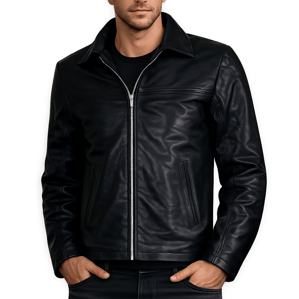 Men's Black Leather Racer Jacket