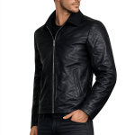 Men's Black Leather Racer Jacket