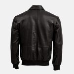 Men's Black Sheepskin Leather Bomber Jacket