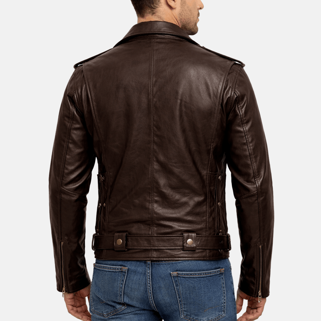 Men's Brown Leather Motorcycle Jacket