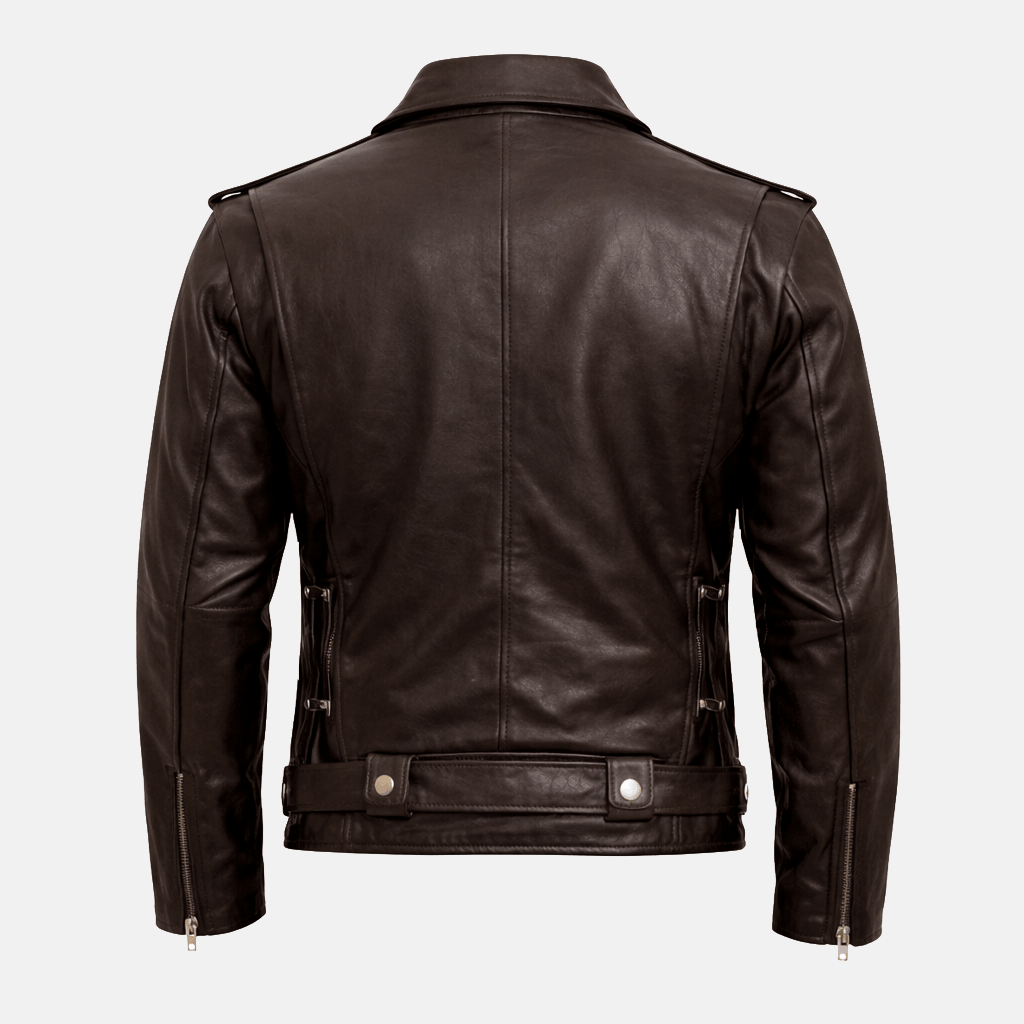 Men's Brown Leather Motorcycle Jacket