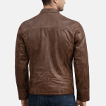 Men's Premium Brown Leather Waxed Jacket