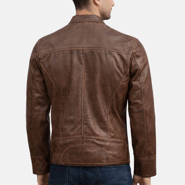 Brown Leather Waxed Jacketback