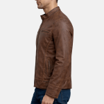 Men's Premium Brown Leather Waxed Jacket
