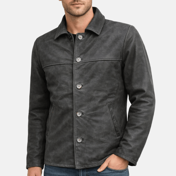 Men's Classic Vintage Style Nubuck Leather Jacket