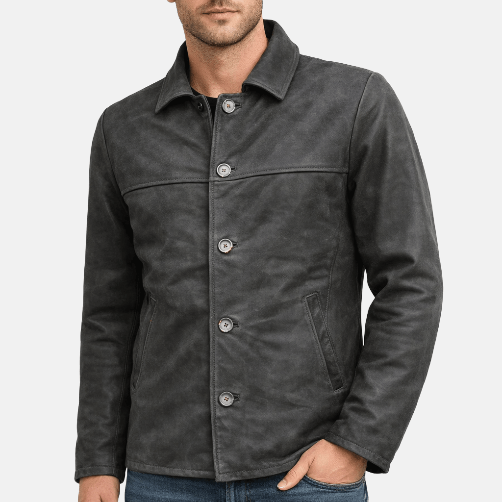 Men's Classic Vintage Style Nubuck Leather Jacket