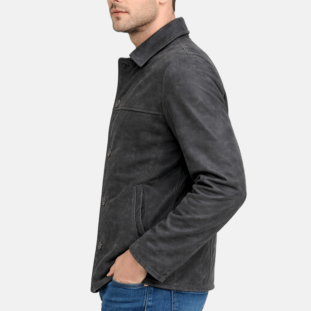 Men's Classic Vintage Style Nubuck Leather Jacket