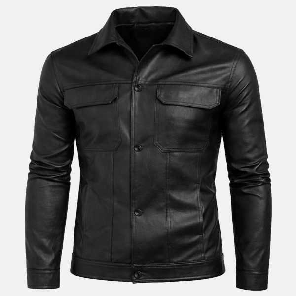 Collared Leather Jacketfrntwmen
