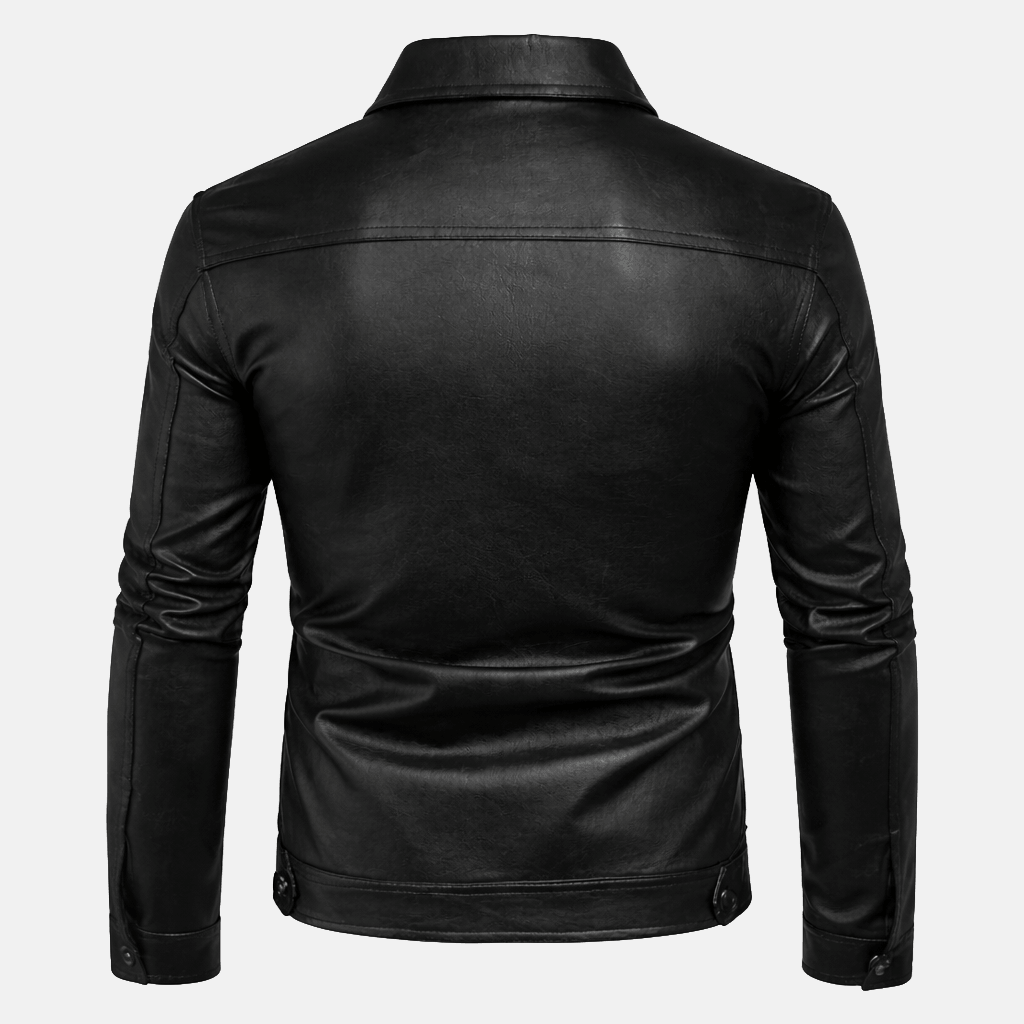 Men's Collared Leather Jacket