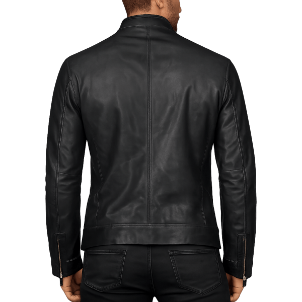 Maverick Black Biker Leather Jacketback
