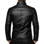 Men's Black Cowhide High Collar Leather Jacket