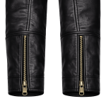 Men's Black Cowhide High Collar Leather Jacket