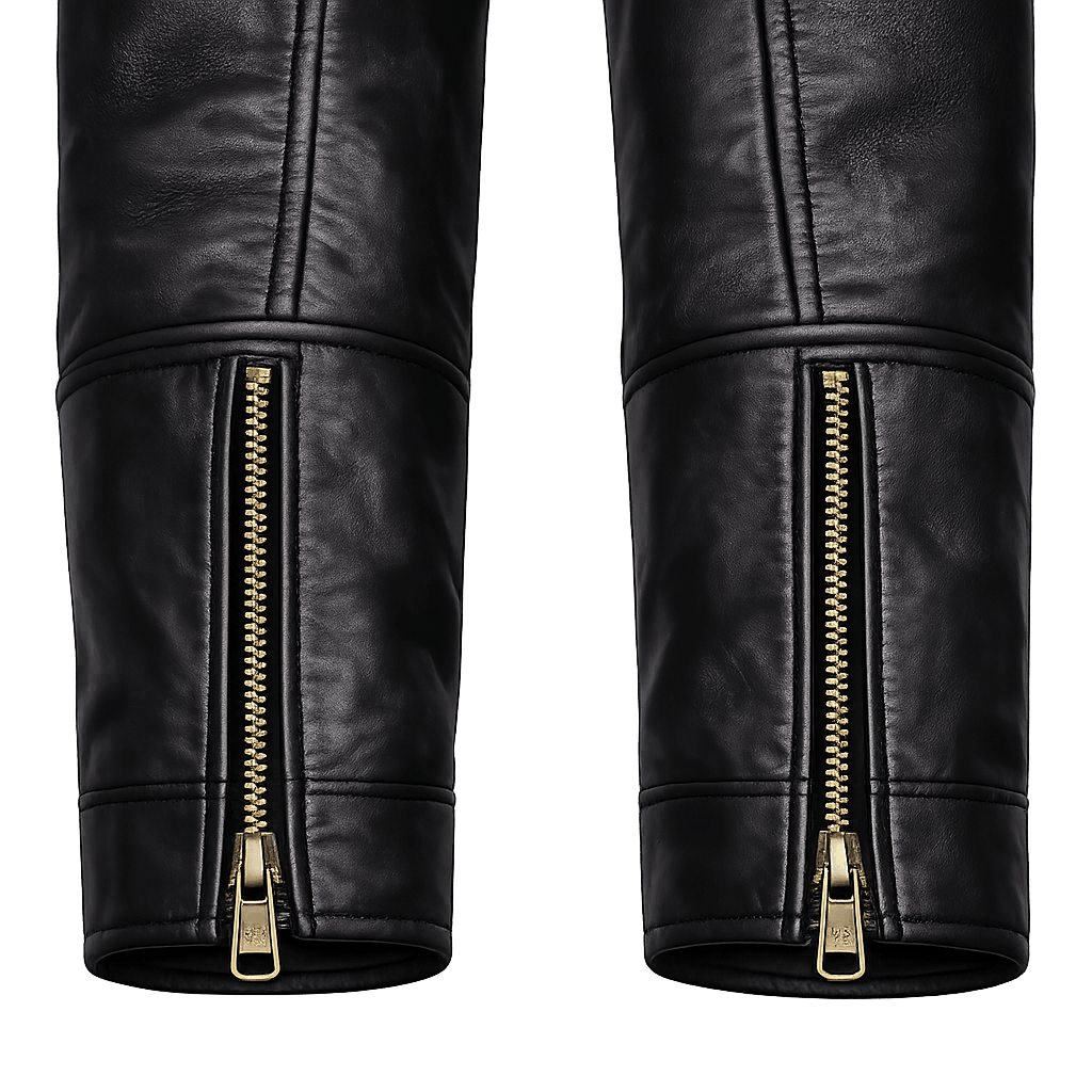 Men's Black Cowhide High Collar Leather Jacket