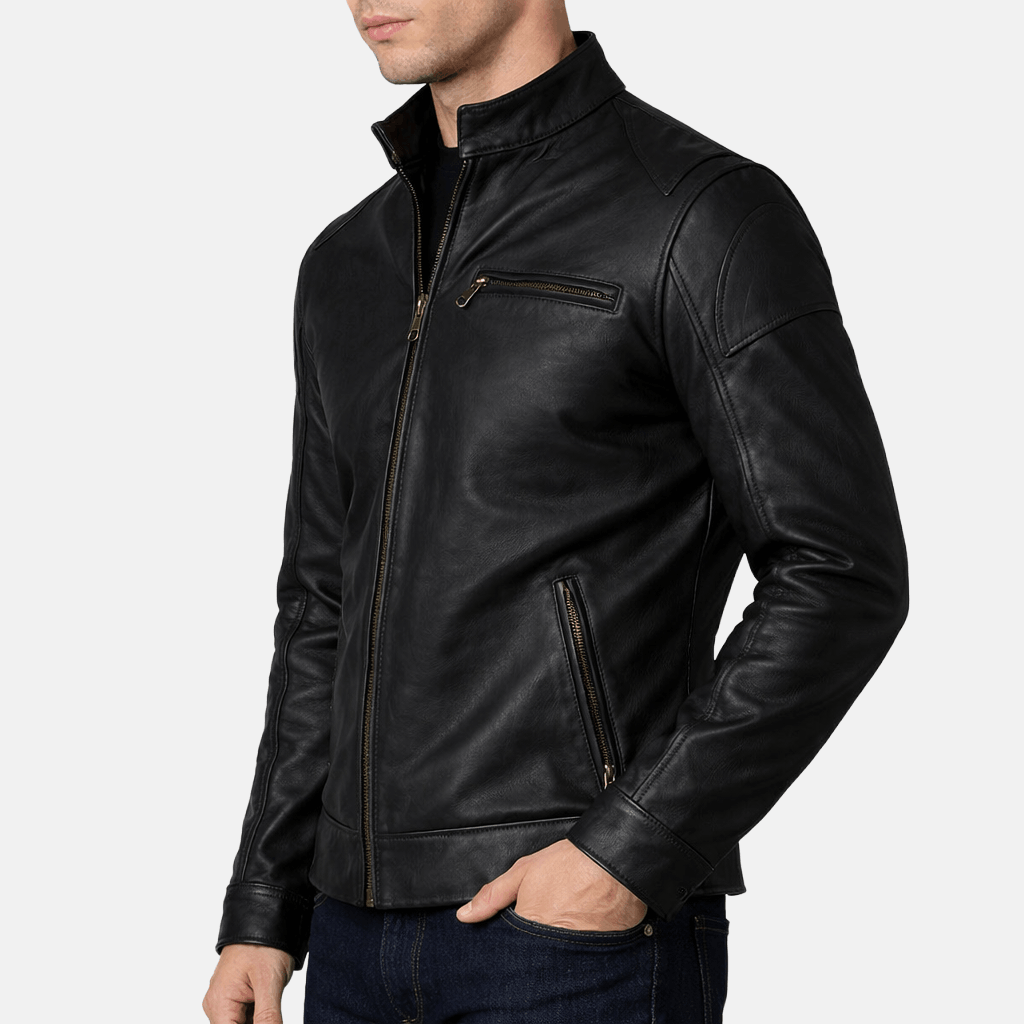 Men's Premium Black Leather Biker Jacket