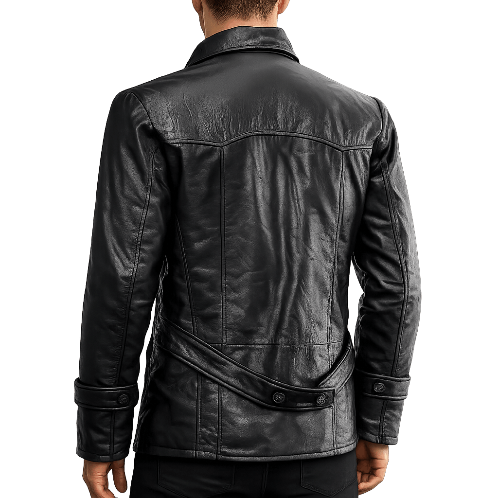 Men's Premium Black Reefer Leather Jacket