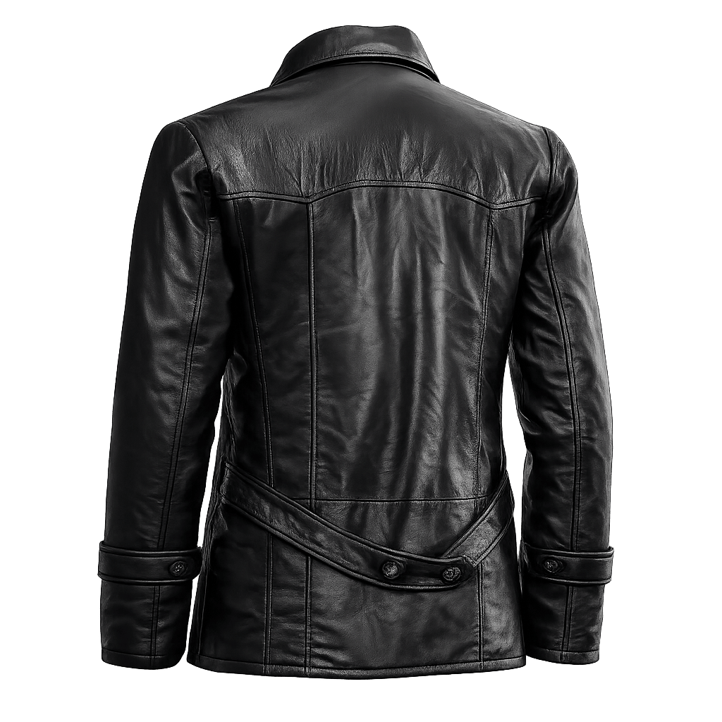 Men's Premium Black Reefer Leather Jacket