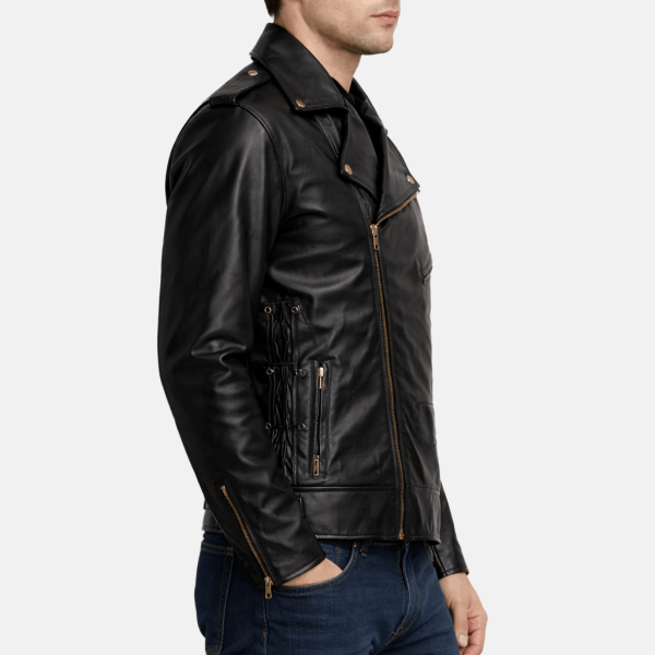 Renegade Black Leather Biker Jacketside