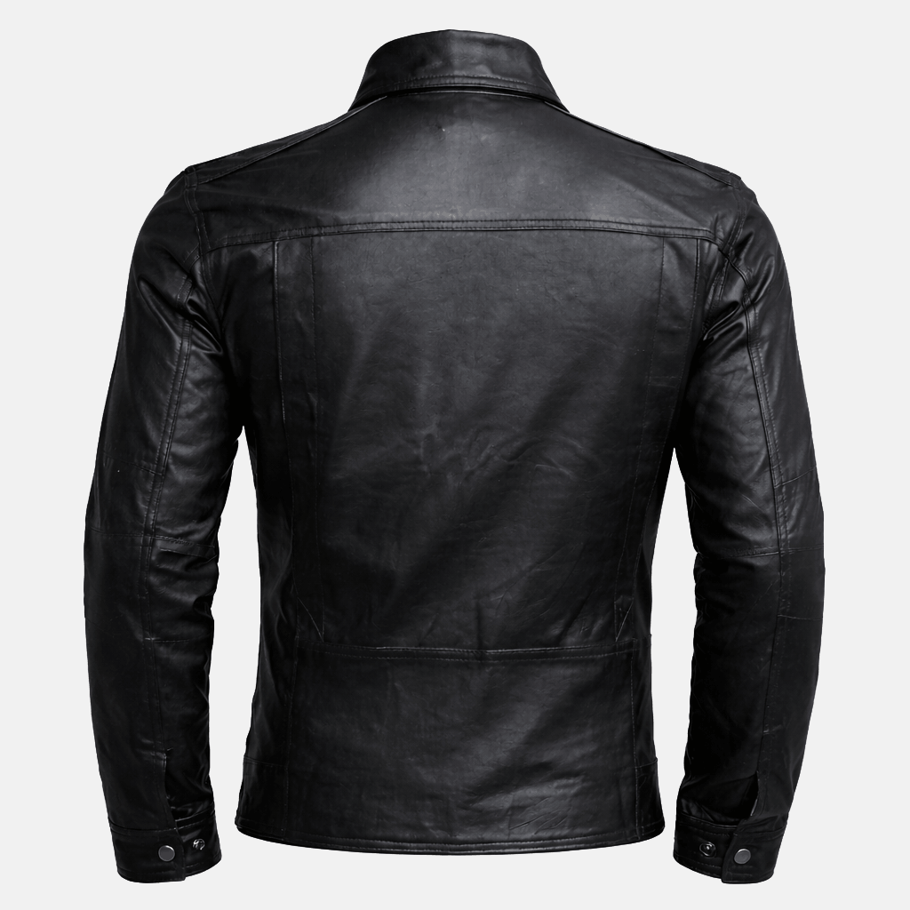 Men's Slim Fit Biker Black Leather Jacket