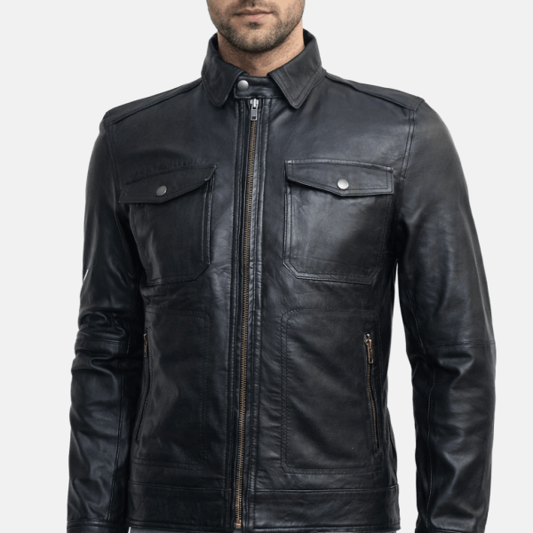 Men's Slim Fit Biker Black Leather Jacket