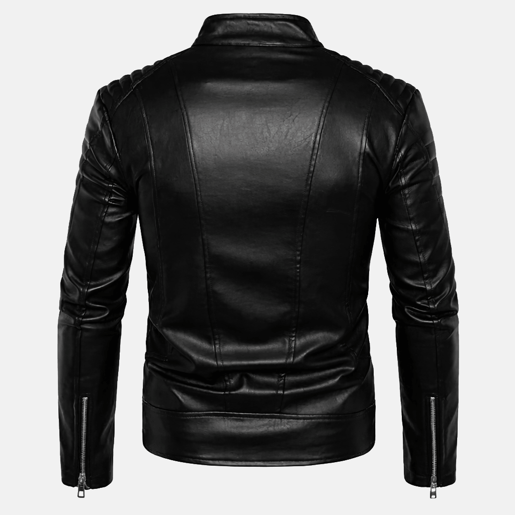Men's Stand Up Collar Leather Jacket