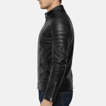 Men's Stand Up Collar Leather Jacket