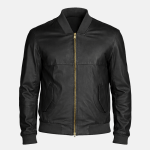 Men's Striker Black Leather Bomber Jacket