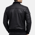 Men's Work Wear Black Bomber Leather Jacket