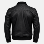 Men's Work Wear Black Bomber Leather Jacket