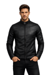 Men's Black Viper Cowhide Leather Biker Jacket