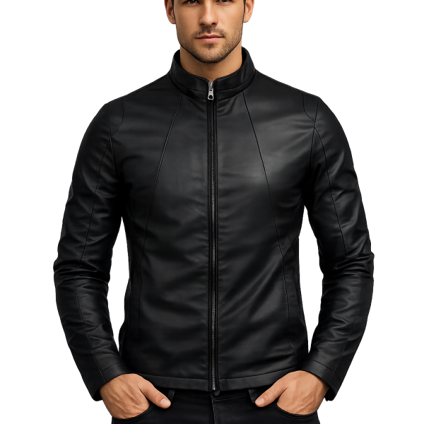 Men's Black Viper Cowhide Leather Biker Jacket