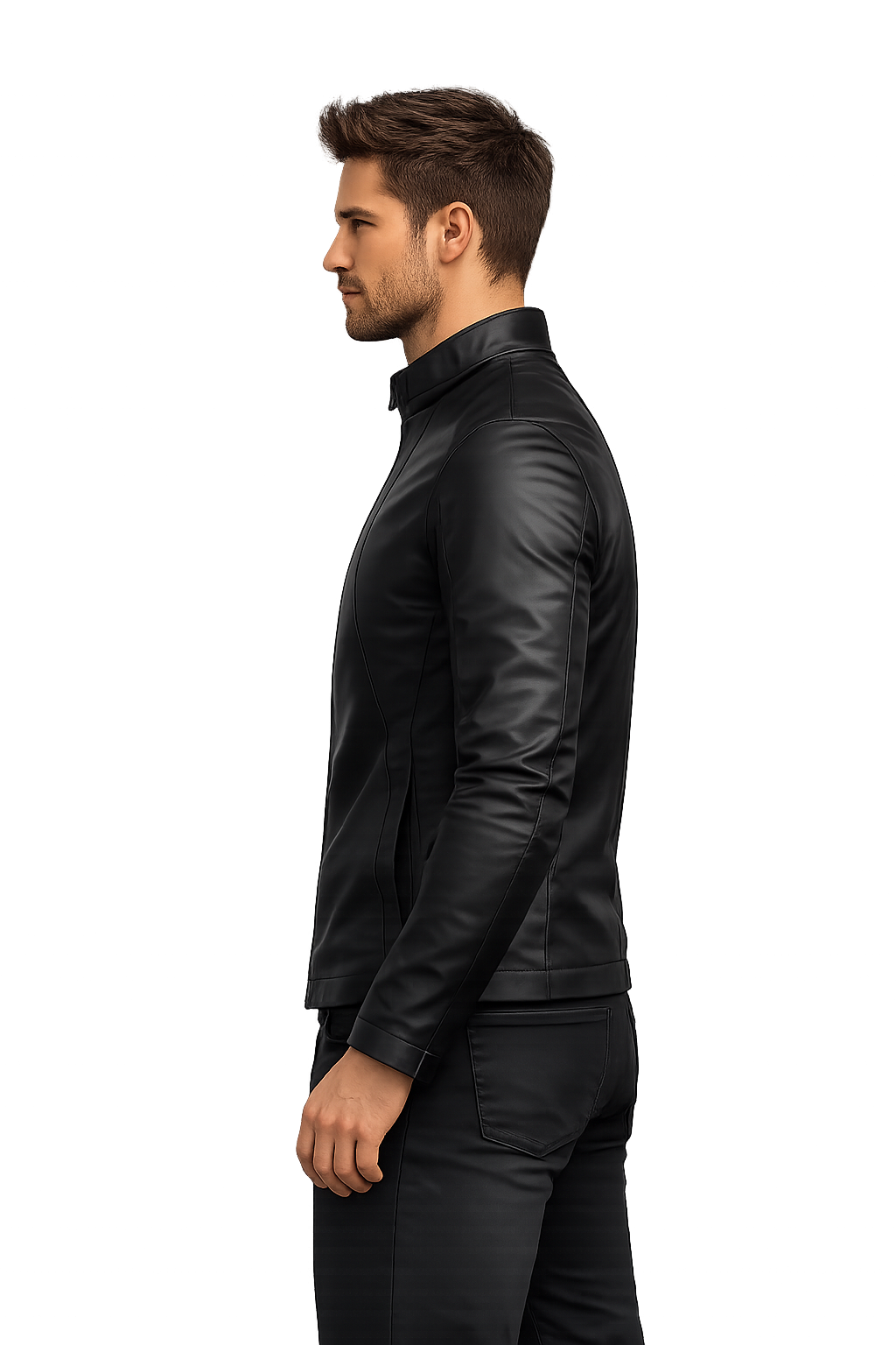 Men's Black Viper Cowhide Leather Biker Jacket