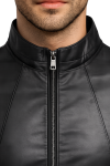 Men's Black Viper Cowhide Leather Biker Jacket