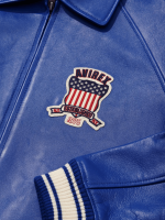 Men’s Avirex Real Leather Jacket Blue Flight Bomber American Varsity