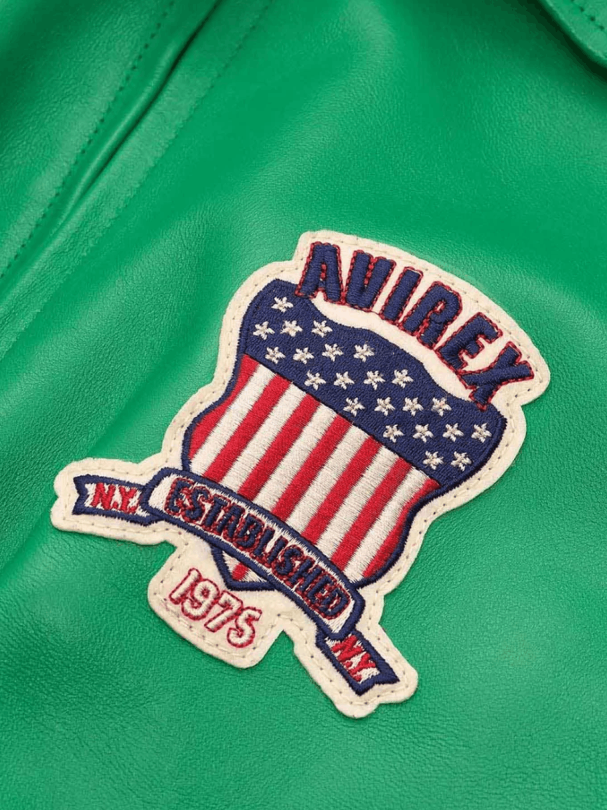 Men’s Avirex Real Leather Jacket Green Flight Bomber American Varsity