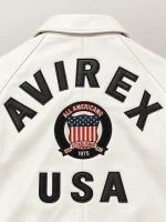 Men’s Avirex Real Leather Jacket White Flight Bomber American Varsity