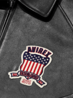 Men's Avirex Real Leather Jacket Black Flight Bomber American Varsity