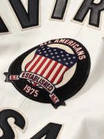Men’s Avirex Real Leather Jacket White Flight Bomber American Varsity