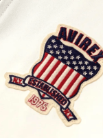 Men’s Avirex Real Leather Jacket White Flight Bomber American Varsity