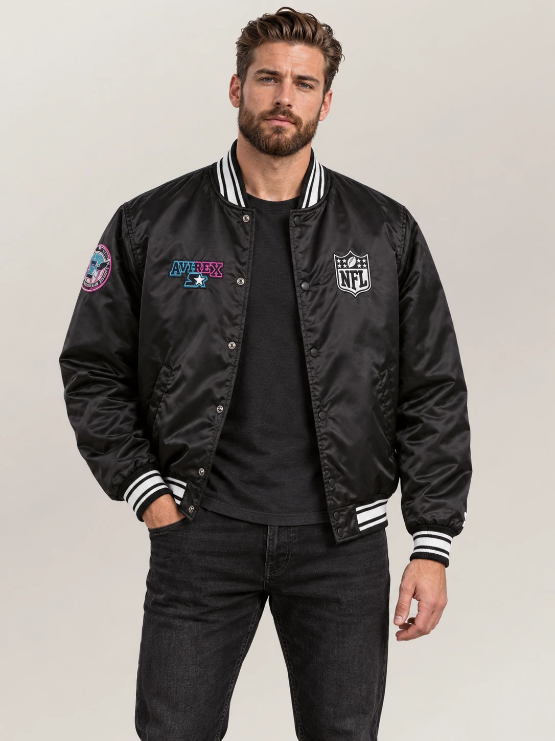 Men's Avirex X Starter Super Bowl Lx Satin Jacket