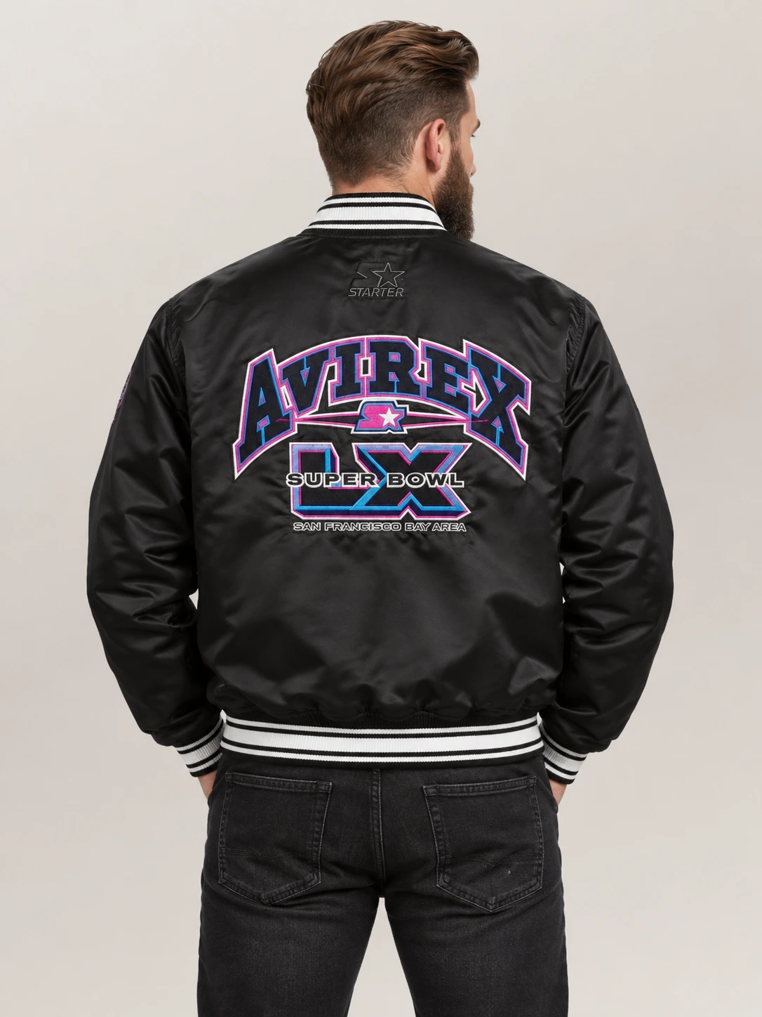 Men's Avirex X Starter Super Bowl Lx Satin Jacket