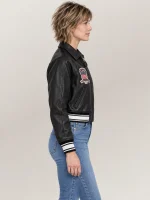 Women’s Avirex Cropped Icon Black Bomber Jacket