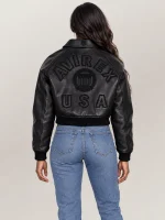 Women’s Avirex Cropped Icon Triple Black Bomber Jacket