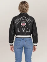 Women’s Avirex Cropped Icon Black Bomber Jacket