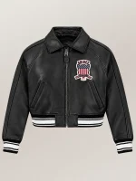 Women’s Avirex Cropped Icon Black Bomber Jacket