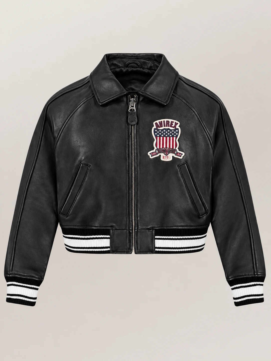 Women’s Avirex Cropped Icon Black Bomber Jacket