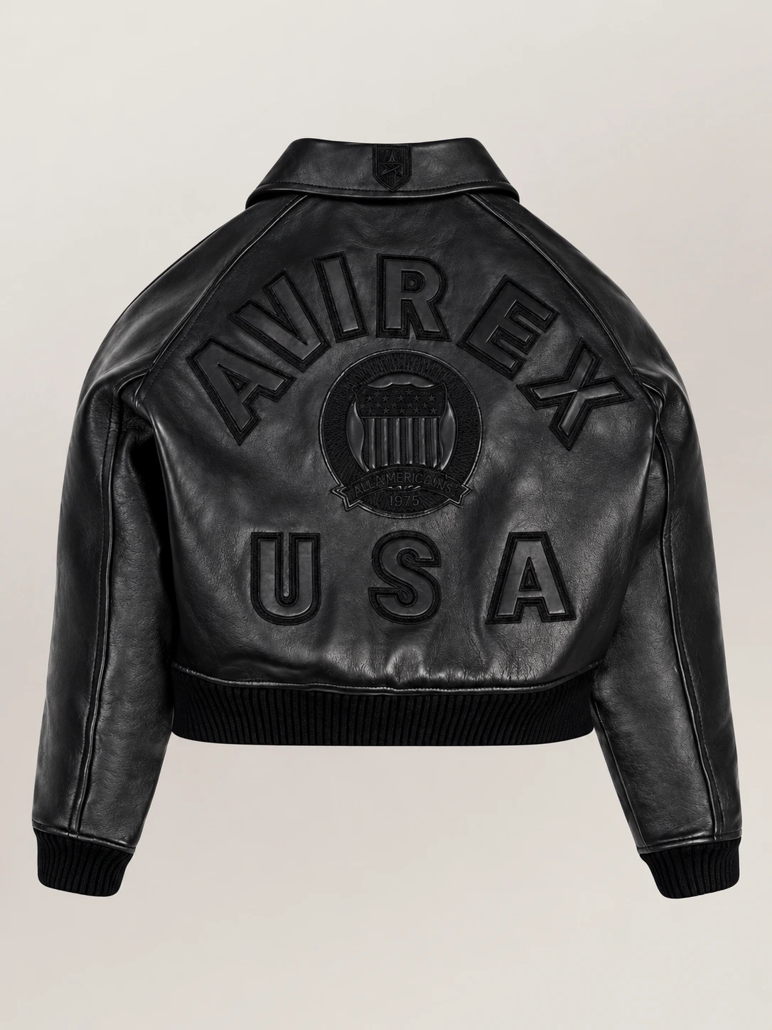 Women’s Avirex Cropped Icon Triple Black Bomber Jacket