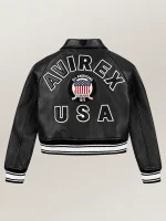 Women’s Avirex Cropped Icon Black Bomber Jacket