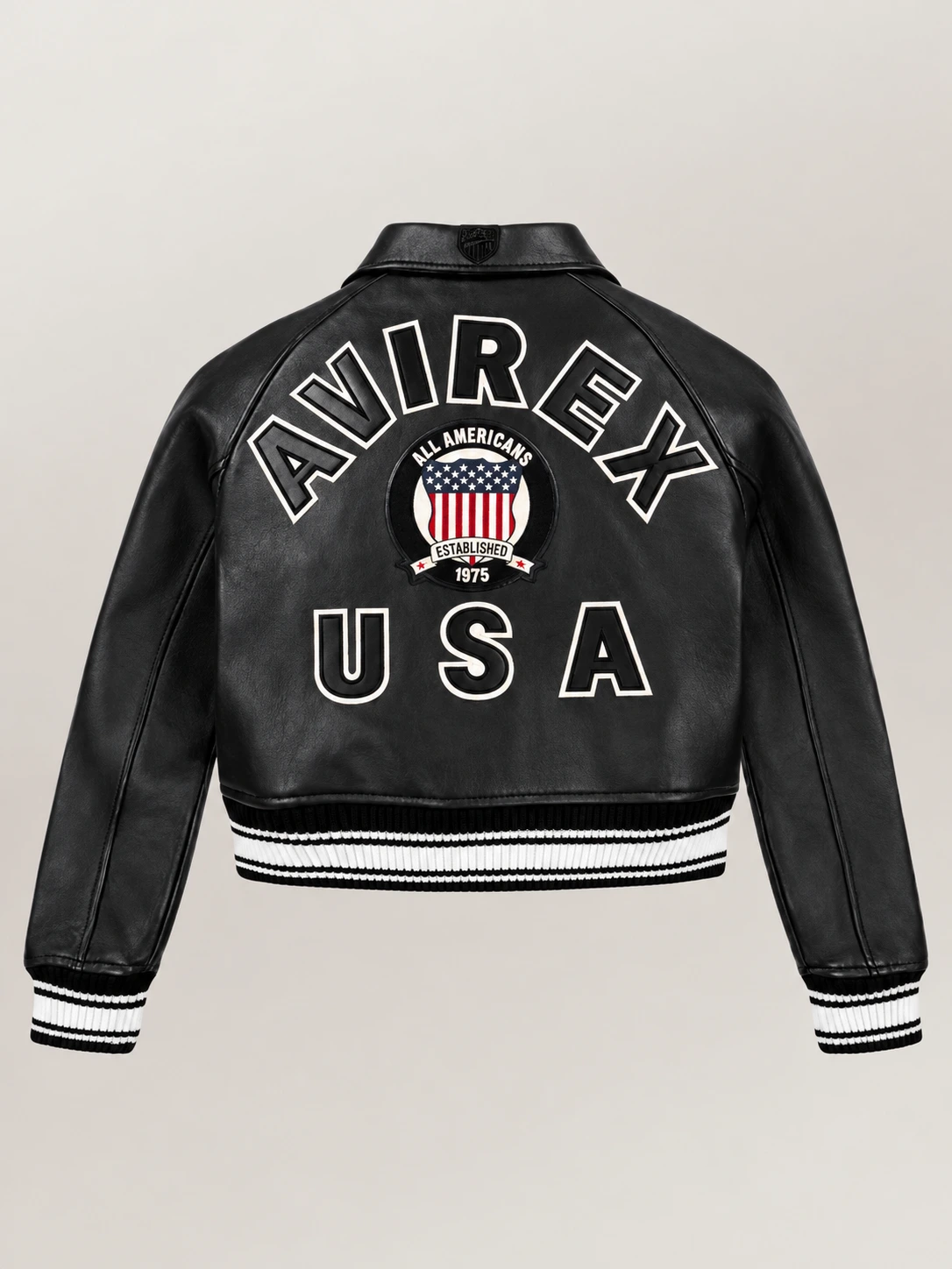 Women’s Avirex Cropped Icon Black Bomber Jacket